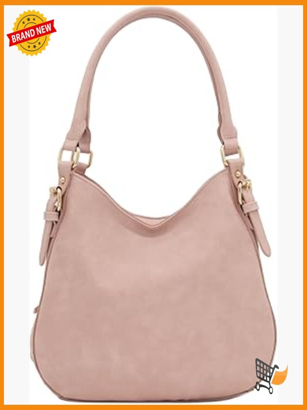 Lightweight Faux Leather Hobo Bag with 3 Compartments